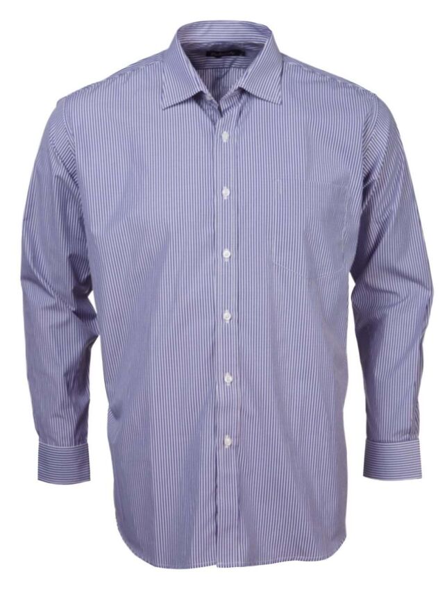K204 Mens Stripes L/S Shirt – Blue/White and Charcoal/White