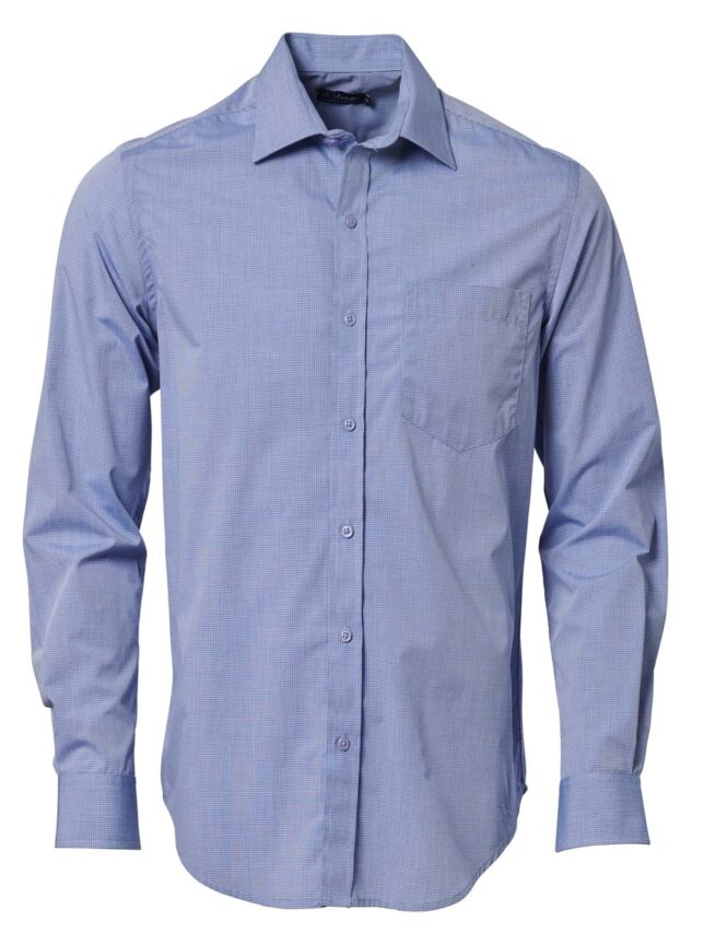 Mens Minimal Check K215 L/S Shirt – Charcoal/Indigo
