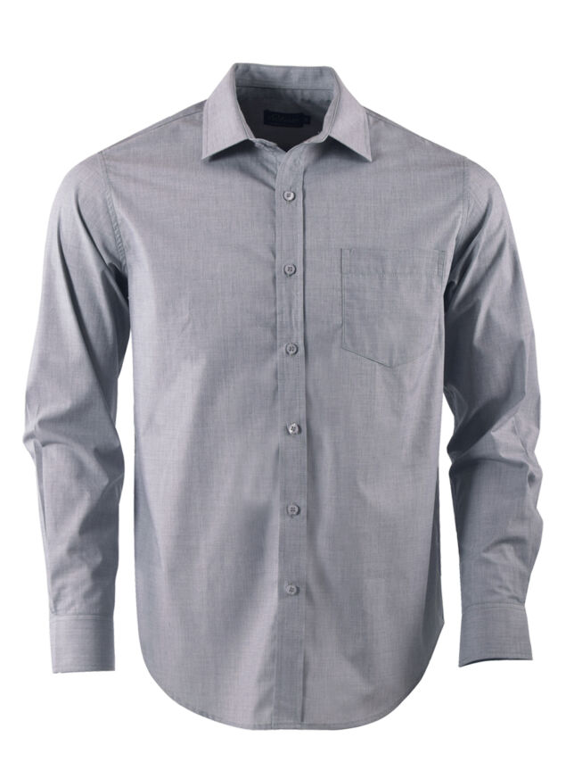 Mens Ellis K255 L/S Shirt – Black/White/Silver Grey