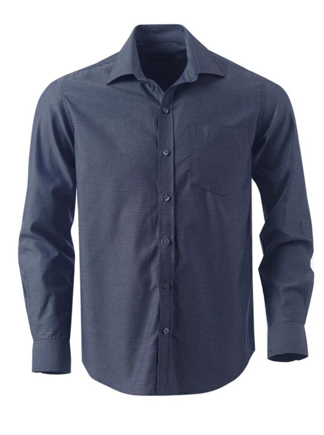 Mens Lucca K237 L/S Shirt – Grey/White/French Blue/Navy