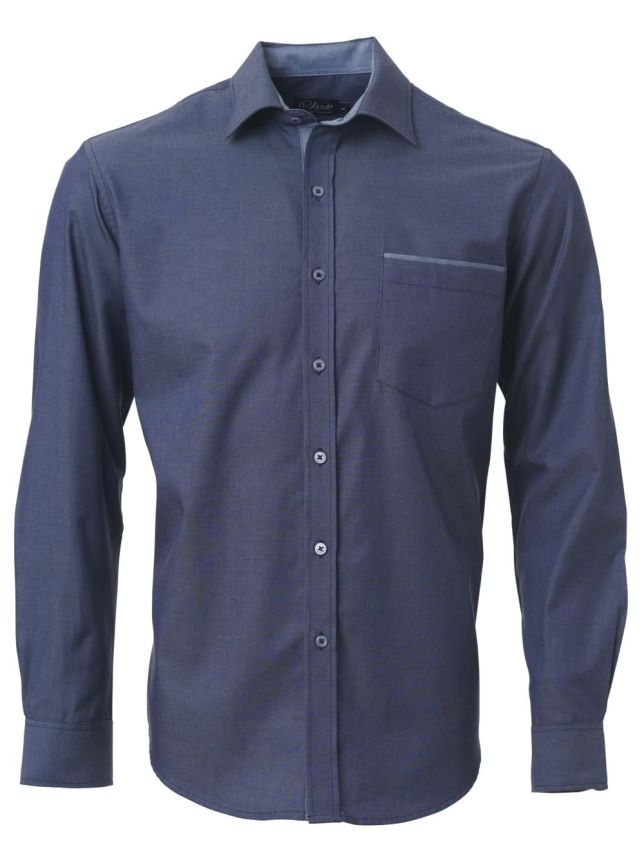 Mens Miller K243 L/S Shirt – White/Indigo/Bottle Green/French Blue/Stone