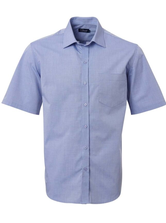 Mens Minimal Check K215 S/S Shirt – Charcoal/Indigo