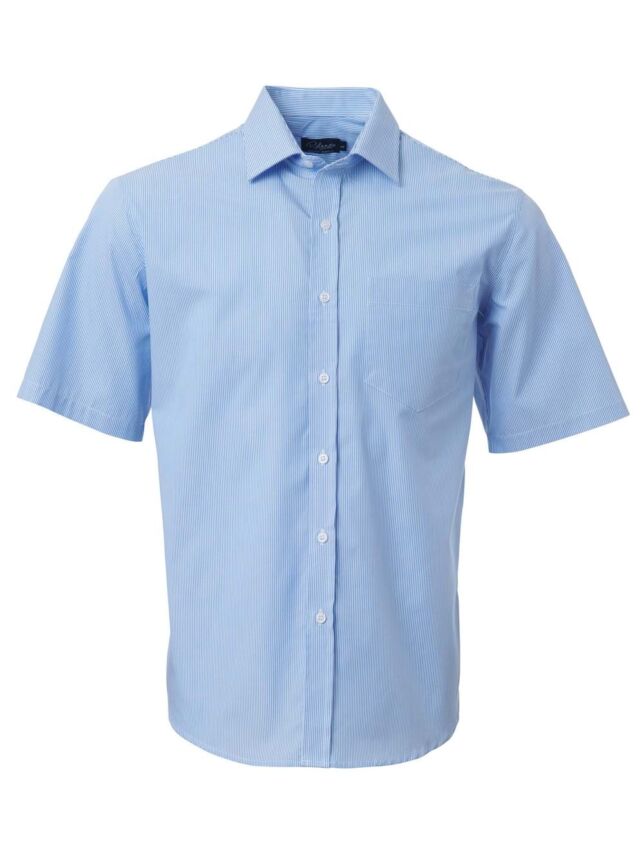 Mens Fine Stripe K218 S/S Shirt – Blue/Grey