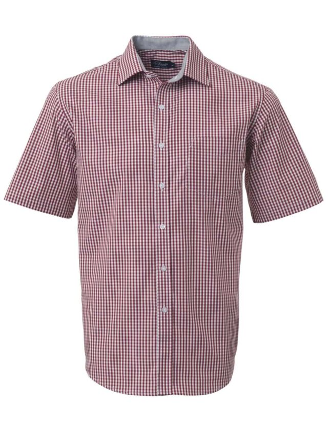 Mens Kingsley K235 S/S Shirt – Red/White – Blue/White – Bottle/White – Navy/White