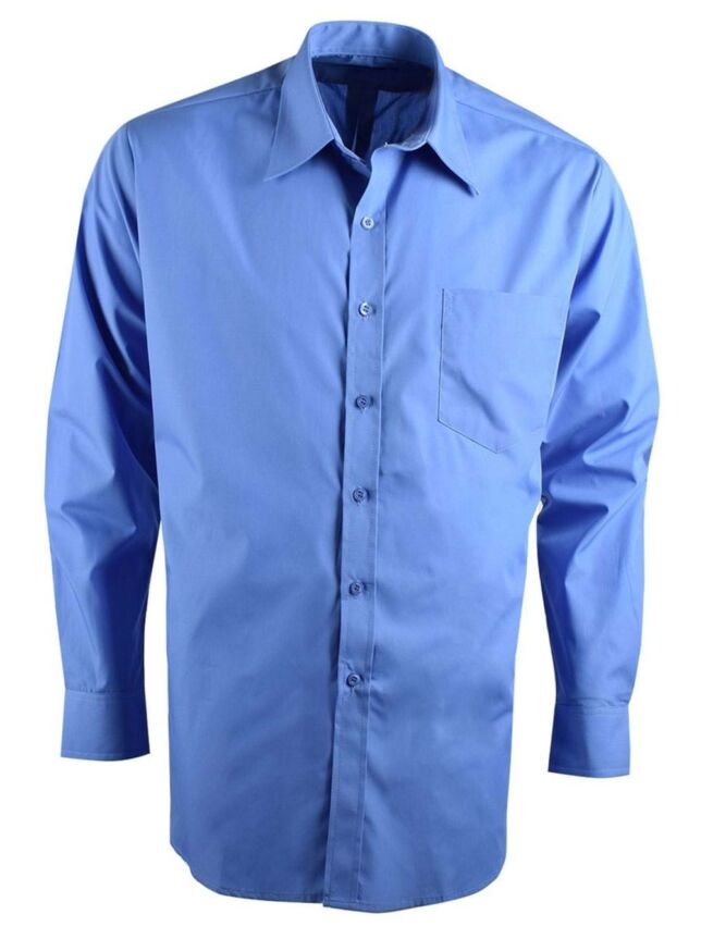 Mens Easy Care Poplin P070 L/S Shirt – Black/Blue/Charcoal/Navy/Red/White