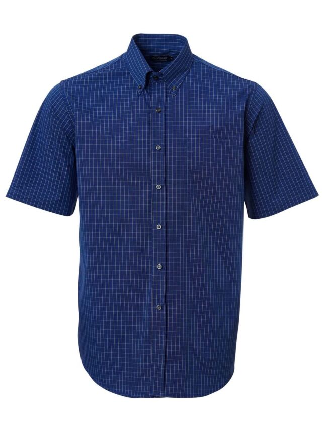 Mens Percale Checks P04 S/S Shirt – Airforce