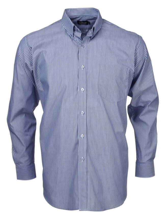 Mens Stripe K121 L/S Shirt – Navy/Sky