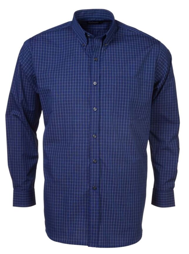 Mens Percale Checks P04 L/S Shirt – Airforce