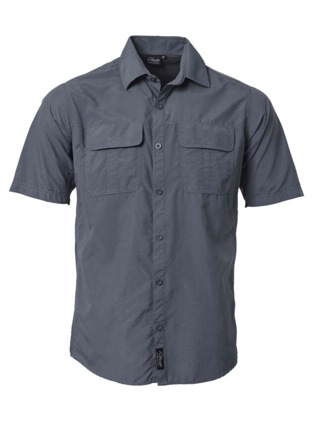 Mens Safari Shirt K224 S/S Shirt – Khaki/Petrol Blue/Stone/Charcoal