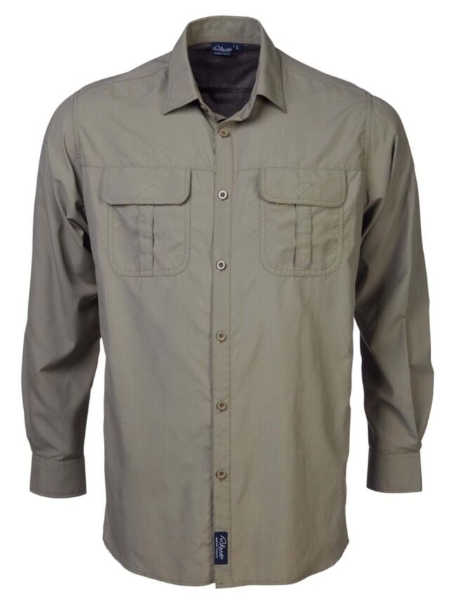 Mens Safari Shirt K224 L/S Shirt – Khaki/Petrol Blue/Stone/Charcoal